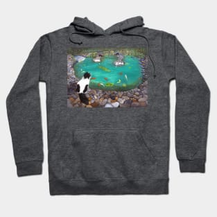 Tuxedo Cats at the Koi Pond Hoodie